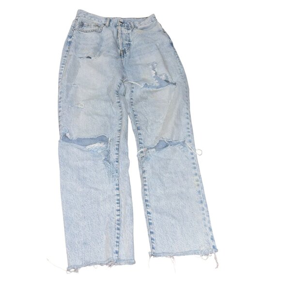 Denim - Forever 21 Light Wash Size 26 Button Fly Raw Hem Distressed Jeans